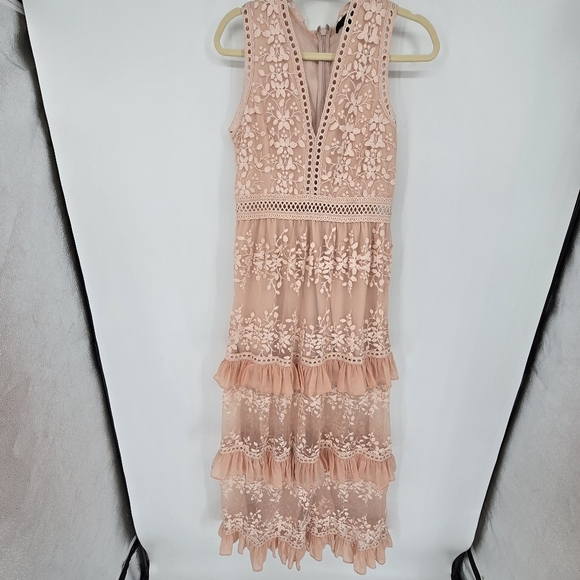 Aqua Womens Blush Embroidered Flounce Maxi Party Night Out Dress Medium - Picture 3 of 13